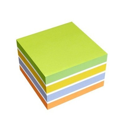 Global Notes inFO Cubo da 450 foglietti adesivi 75 x 75 mm - Certificazione FSC - Colori giallo, arancione, viola, bianco e verde